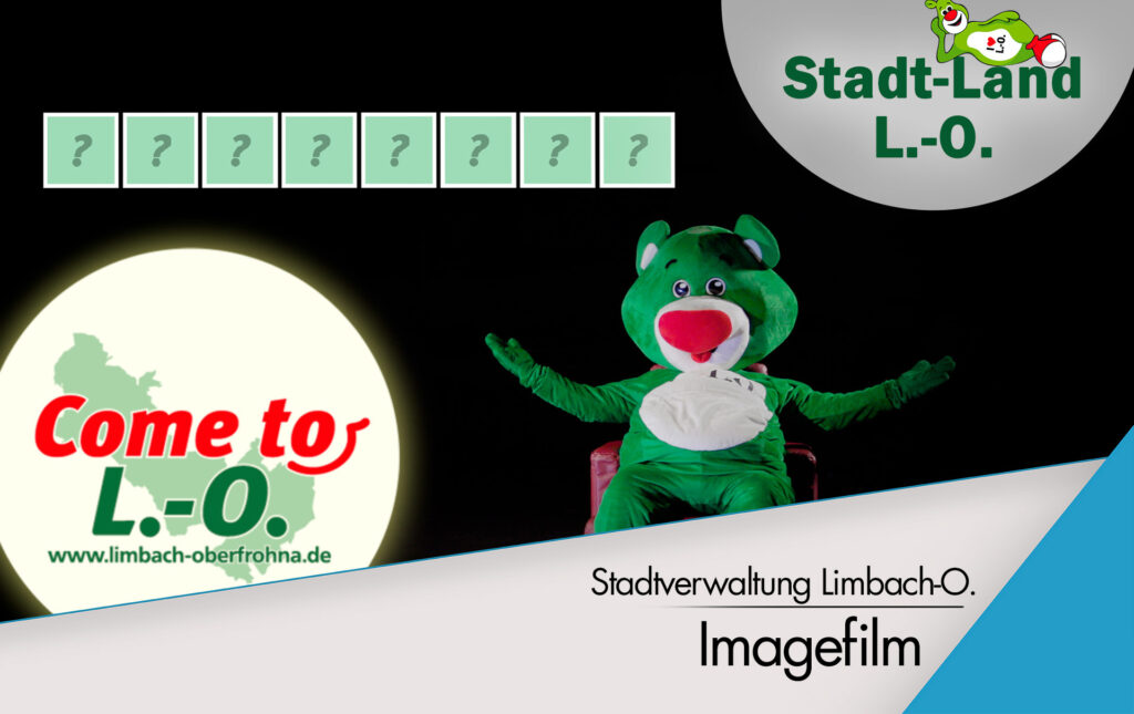 Thumbnail für einen interaktiven Imagefilm für die Stadt Limbach-Oberfrohna. Maskottchen Limbo spielt im Video ein Spiel mit dem Zuschauer und lädt in zu einer realen Schnitzeljagd im Limbacher Teichgebiet ein. Come to LO